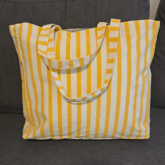 NWOT Sezane Yellow and White Striped Tote - Picture 2 of 2